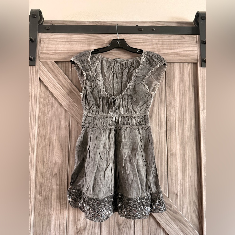 2000s Love Gray Ruched Top